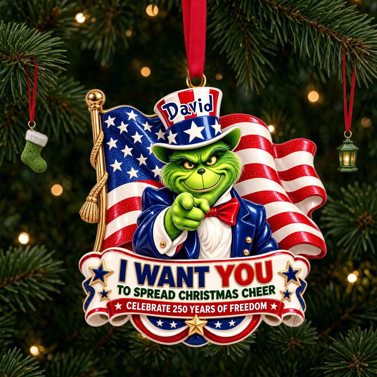 The Grinch I Want You To Spread Christmas Cheer Personalized Christmas Ornament