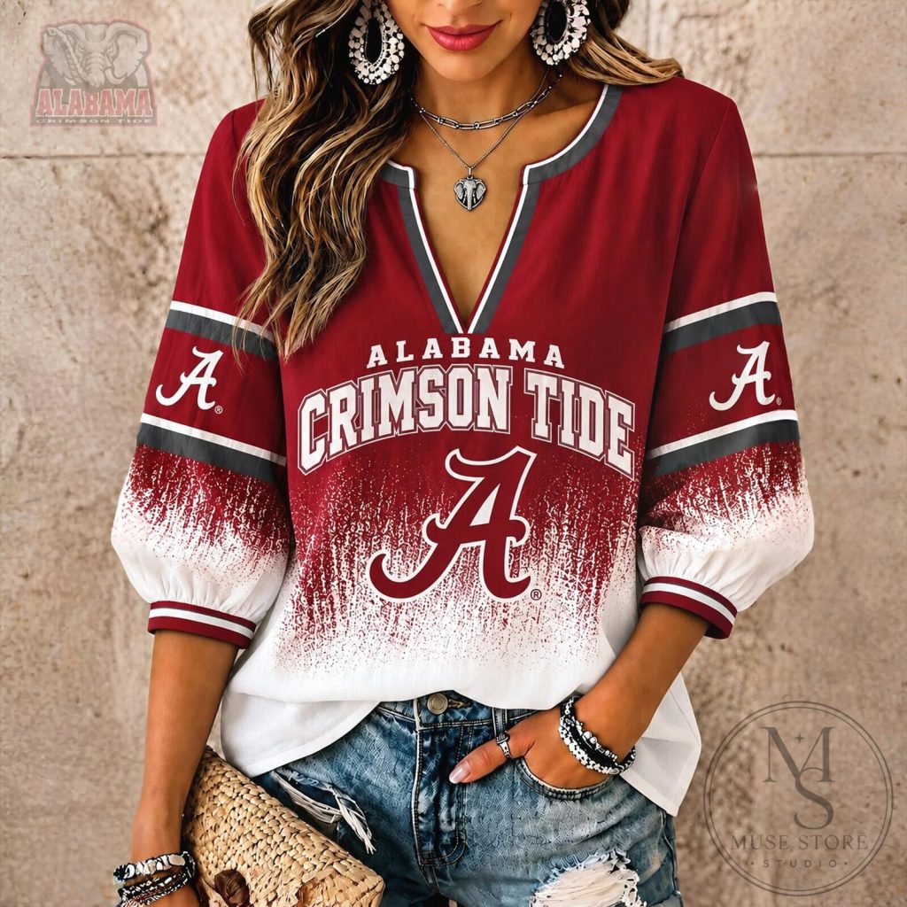 Alabama Crimson Tide Women's V-Neck Long Sleeve Top Alabama Crimson Tide Women's V-Neck Long Sleeve Top