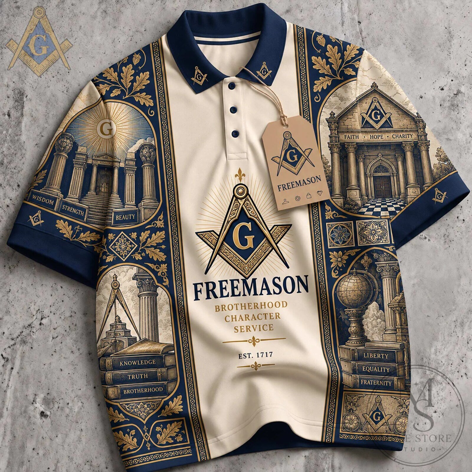Freemason Brotherhood Character Service Lodge Symbol Polo Shirt 2 Freemason Brotherhood Character Service Lodge Symbol Polo Shirt