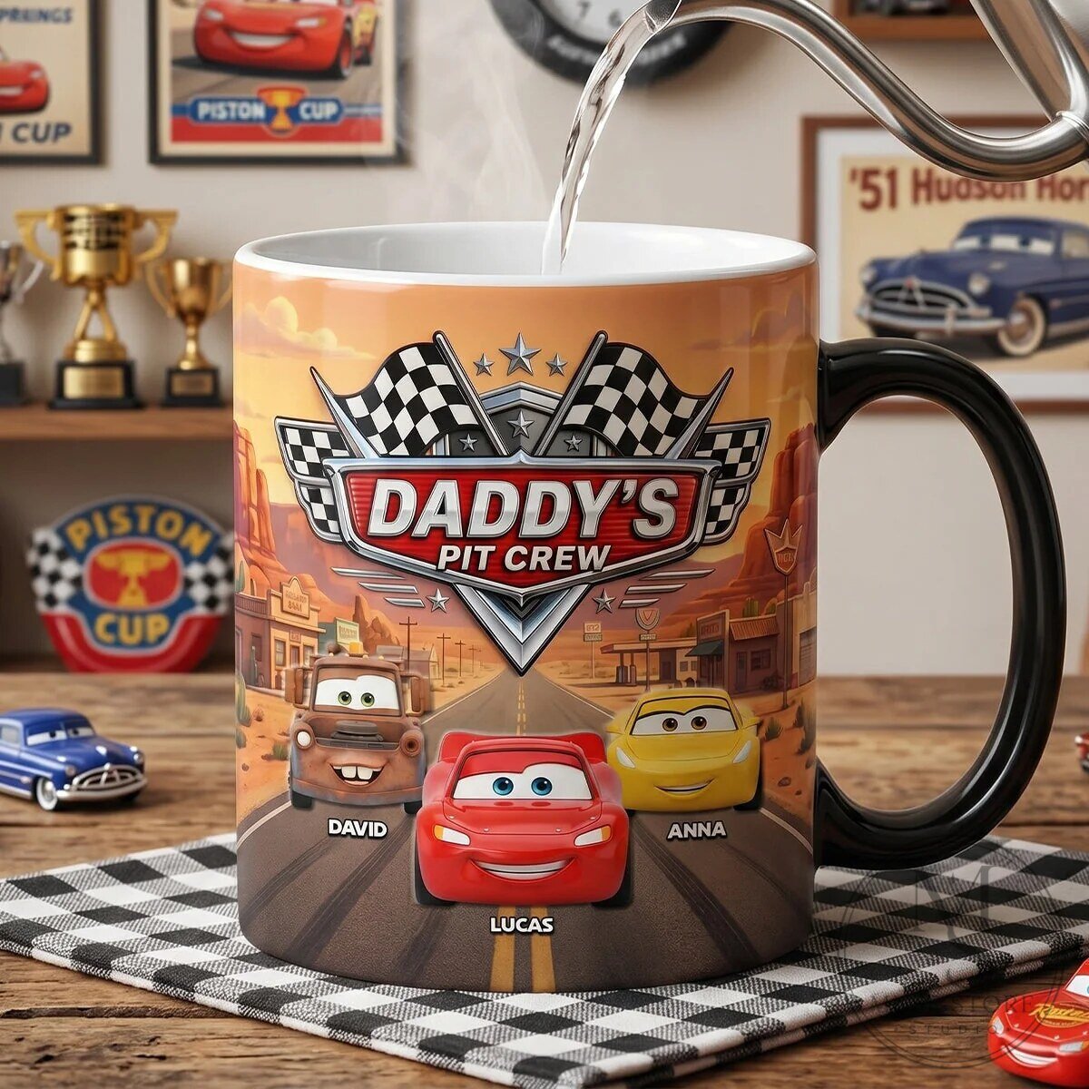 Daddy's Pit Crew Magic Mug - Personalized Disney Cars Coffee Cup Gift