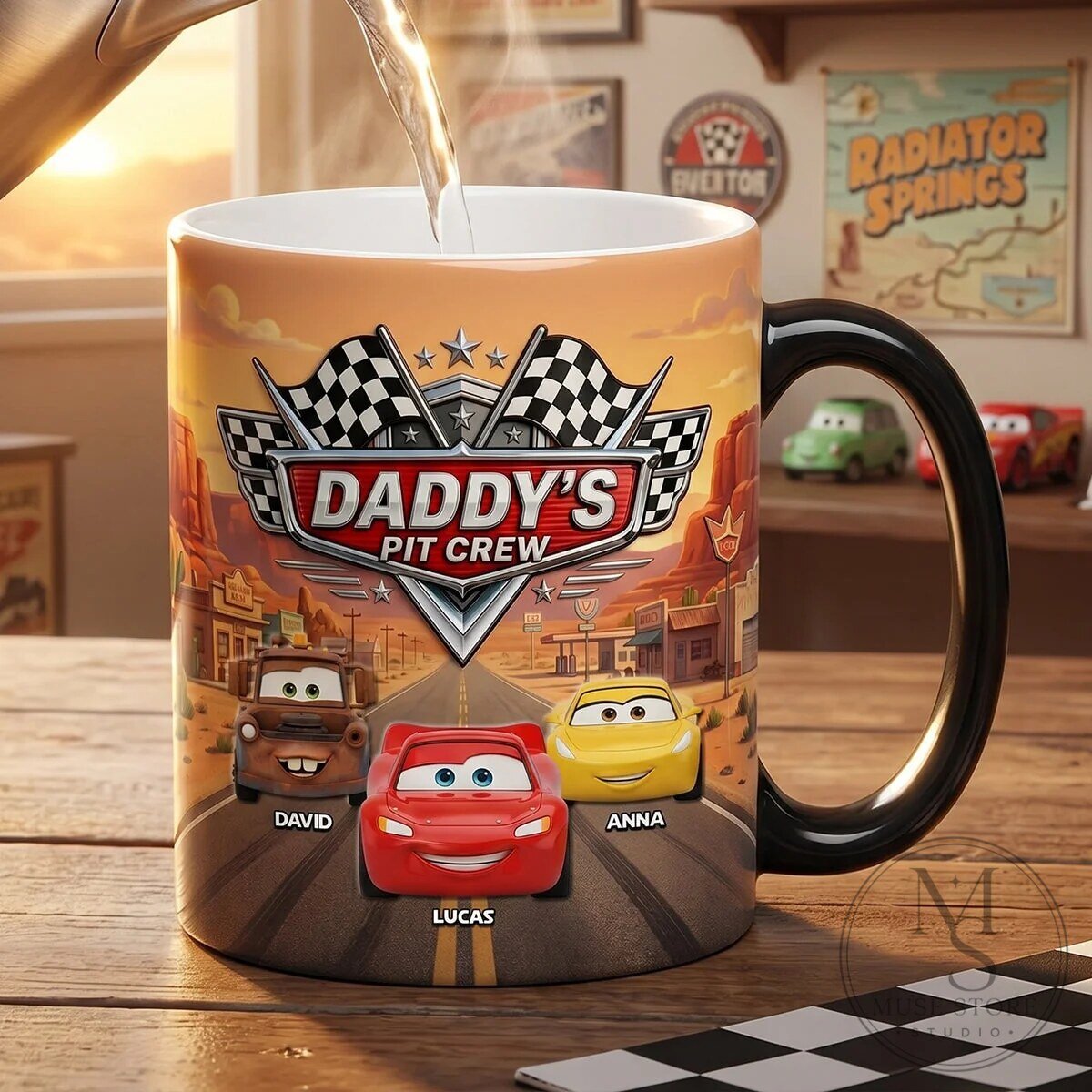Daddy's Pit Crew Magic Mug - Personalized Disney Cars Coffee Cup Gift 8 Daddy