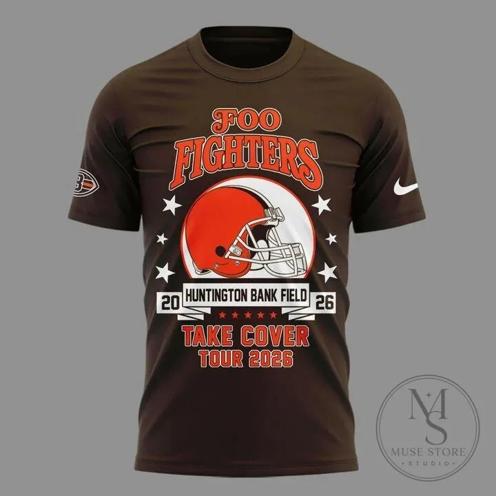 Cleveland Browns Foo Fighters Take Cover Tour 2026 Concert T-Shirt 9 Cleveland Browns Foo Fighters Take Cover Tour 2026 Concert T-Shirt