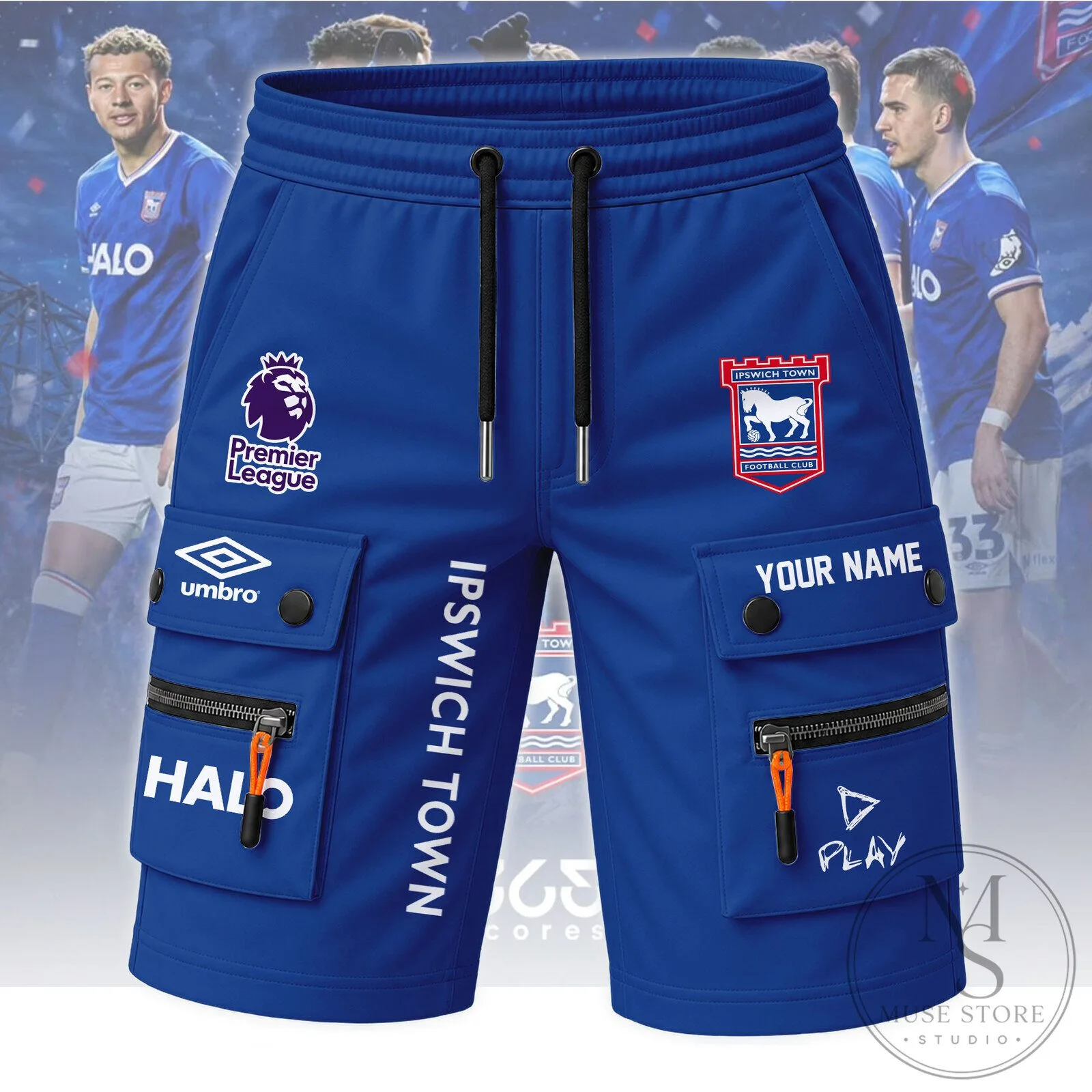 Ipswich Town Football Club Premier League Blue Cargo Shorts