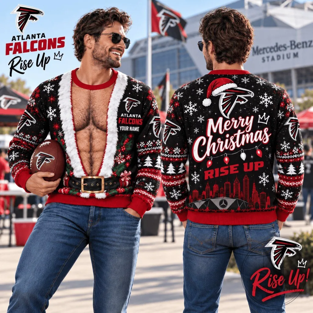 Atlanta Falcons Christmas Ugly Sweater Merry Christmas Rise Up