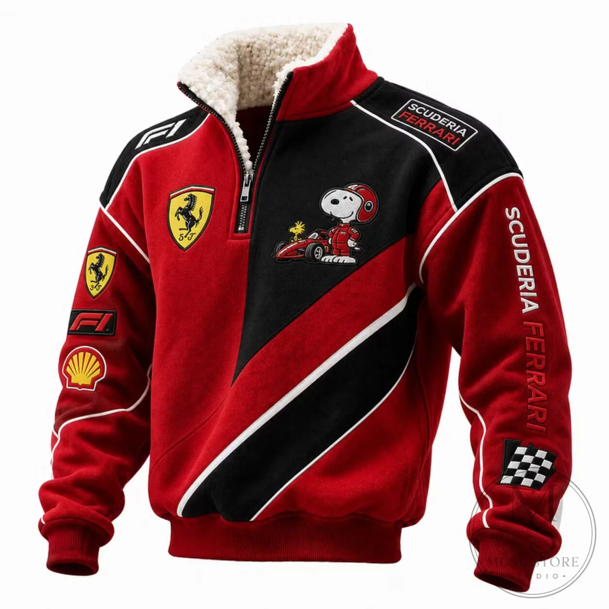 Ferrari Formula 1 Snoopy Racing Sherpa Lined Quarter-Zip Jacket
