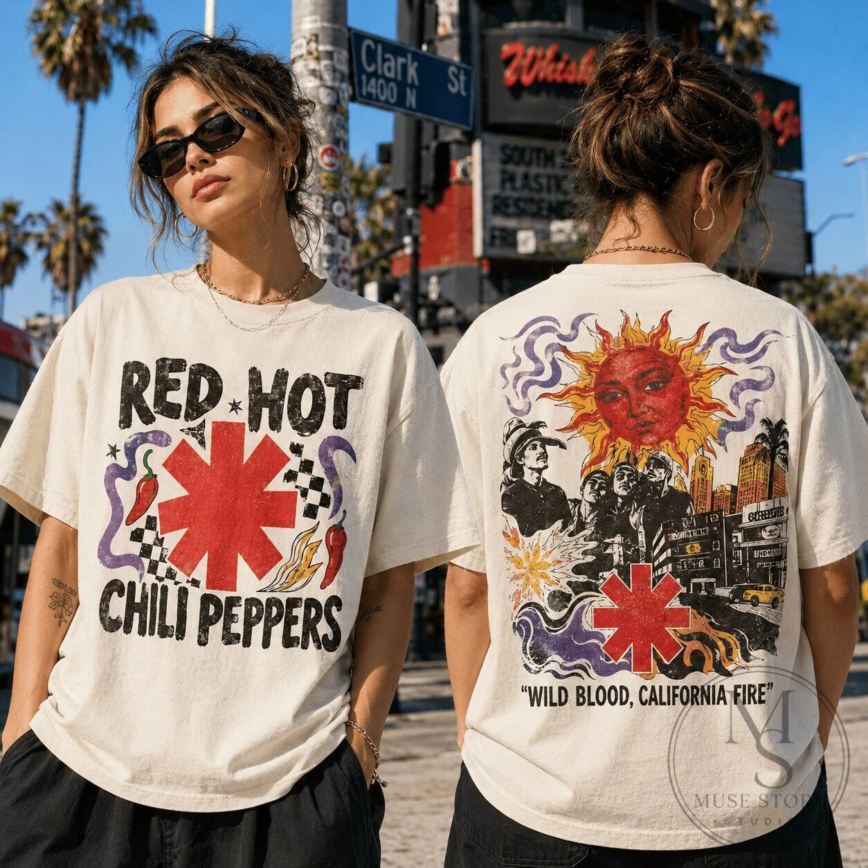Red Hot Chili Peppers Sunburst Graphic Band T-Shirt for Music Fans