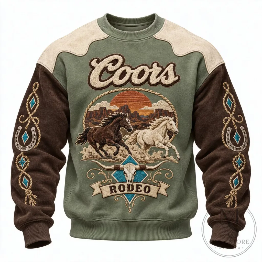 Coors Rodeo Western Cowboy Horse Long Sleeve Sweatshirt Coors Rodeo Western Cowboy Horse Long Sleeve Sweatshirt
