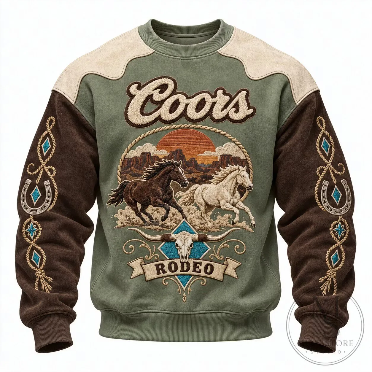 Coors Rodeo Western Cowboy Horse Long Sleeve Sweatshirt