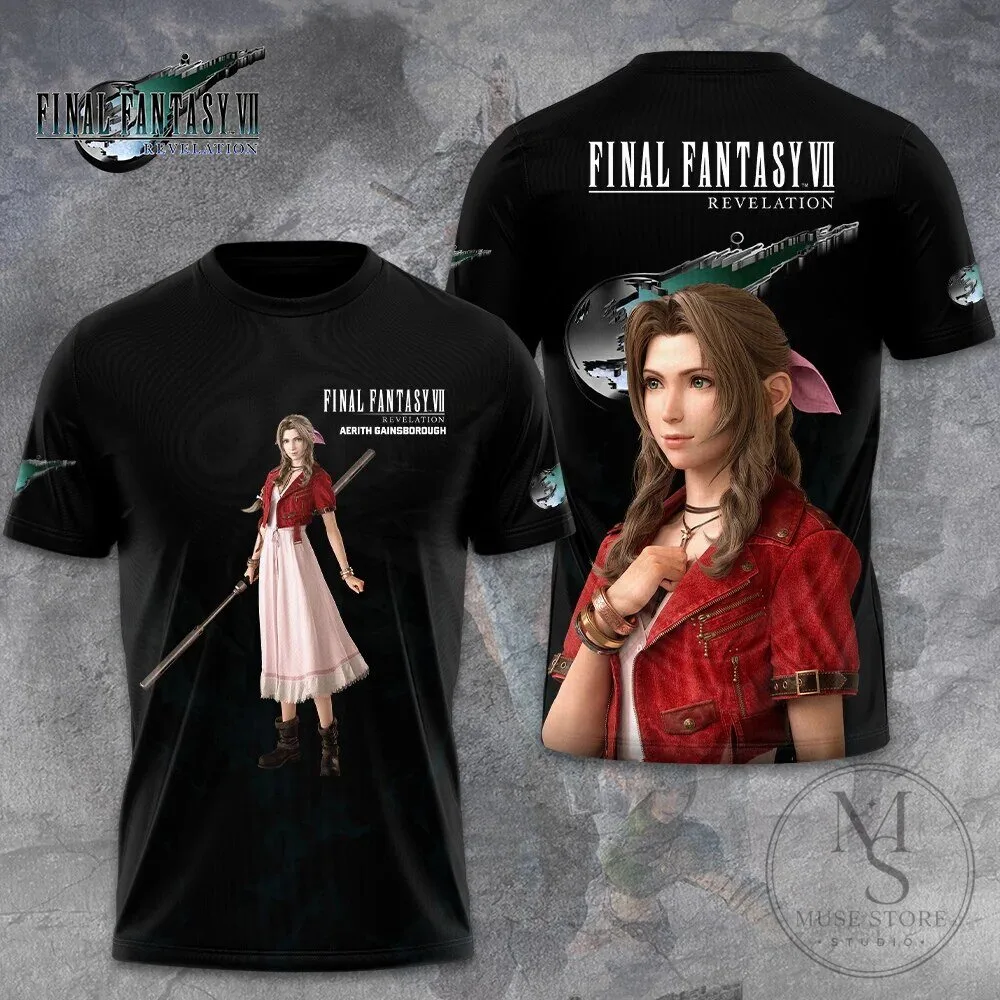 Final Fantasy VII Revelation Aerith Gainsborough Video Game Black T-Shirt