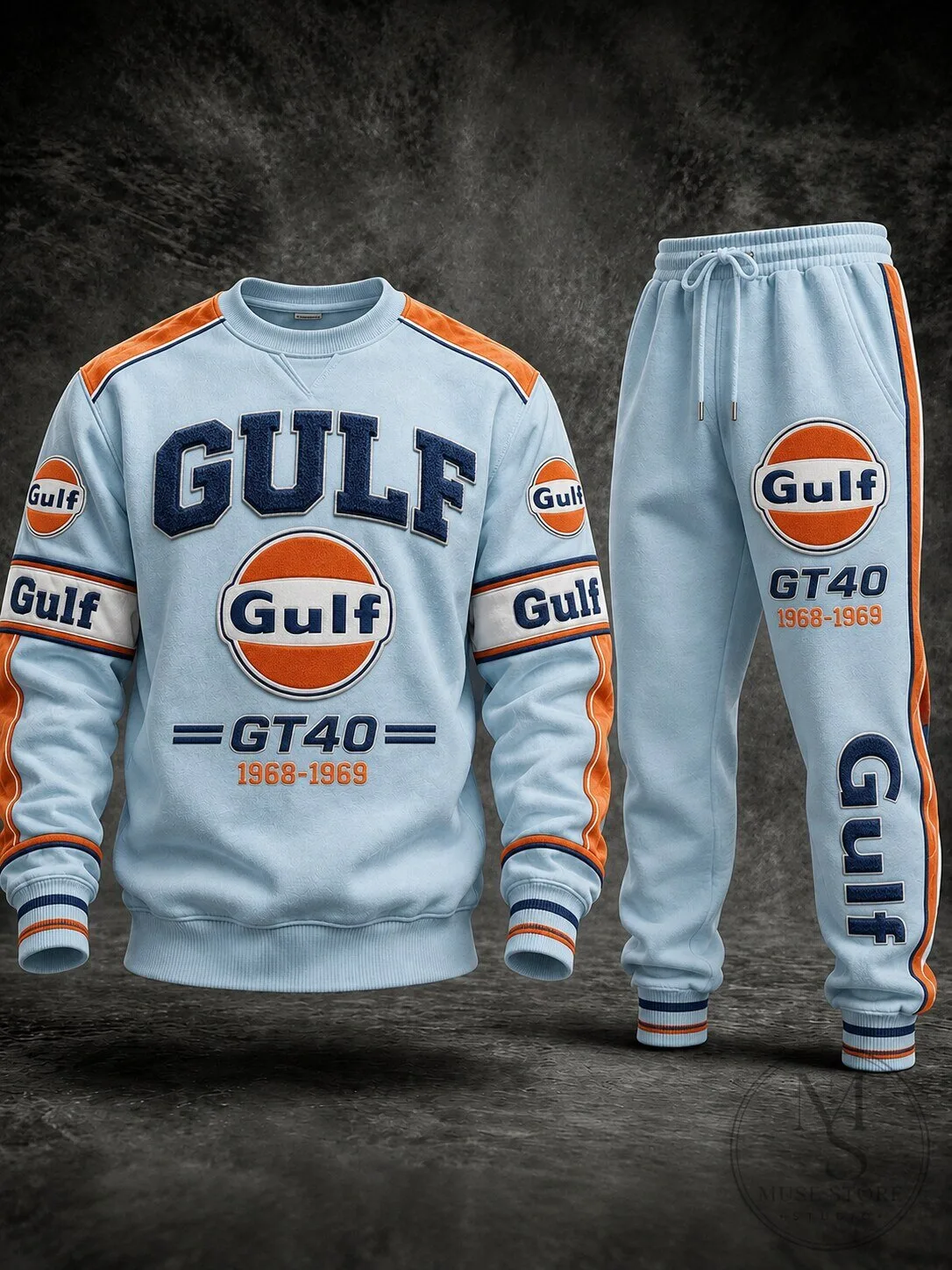 Gulf GT40 1968-1969 Vintage Racing Light Blue Sweatshirt and Jogger Set