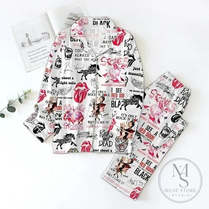 Pajamas Set Featuring The Rolling Stones Hackney Diamonds Album Art