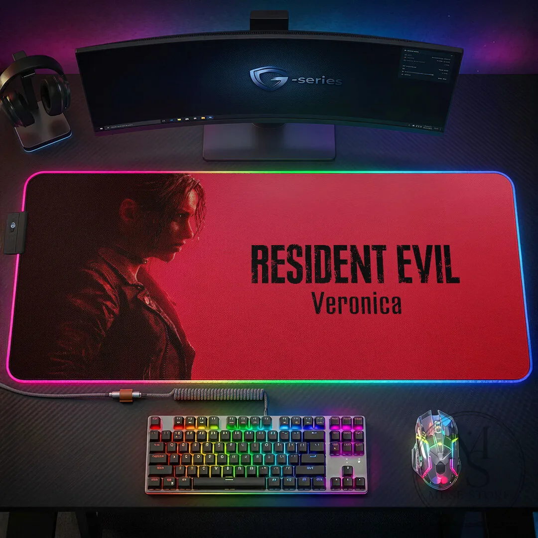 Resident Evil Veronica Custom Gaming Desk Mat with LED Lighting