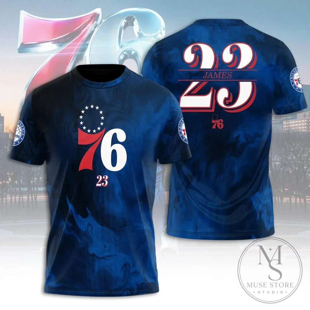 LeBron James Philadelphia 76ers 2023 All Over Print T-Shirt