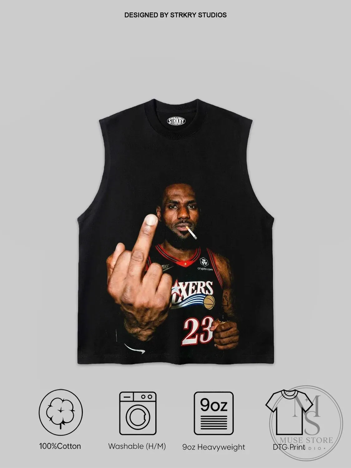 LeBron James Middle Finger Philadelphia 76ers Basketball Tank Top