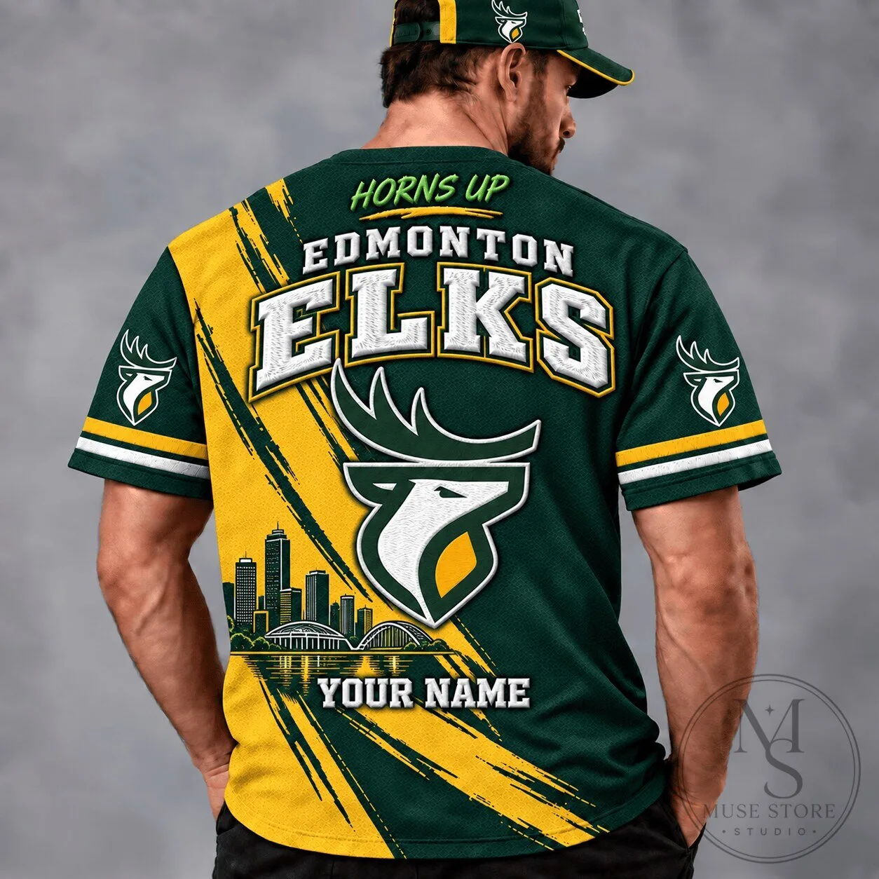 Edmonton Elks CFL Football Team Personalized Green and Gold Fan Jersey