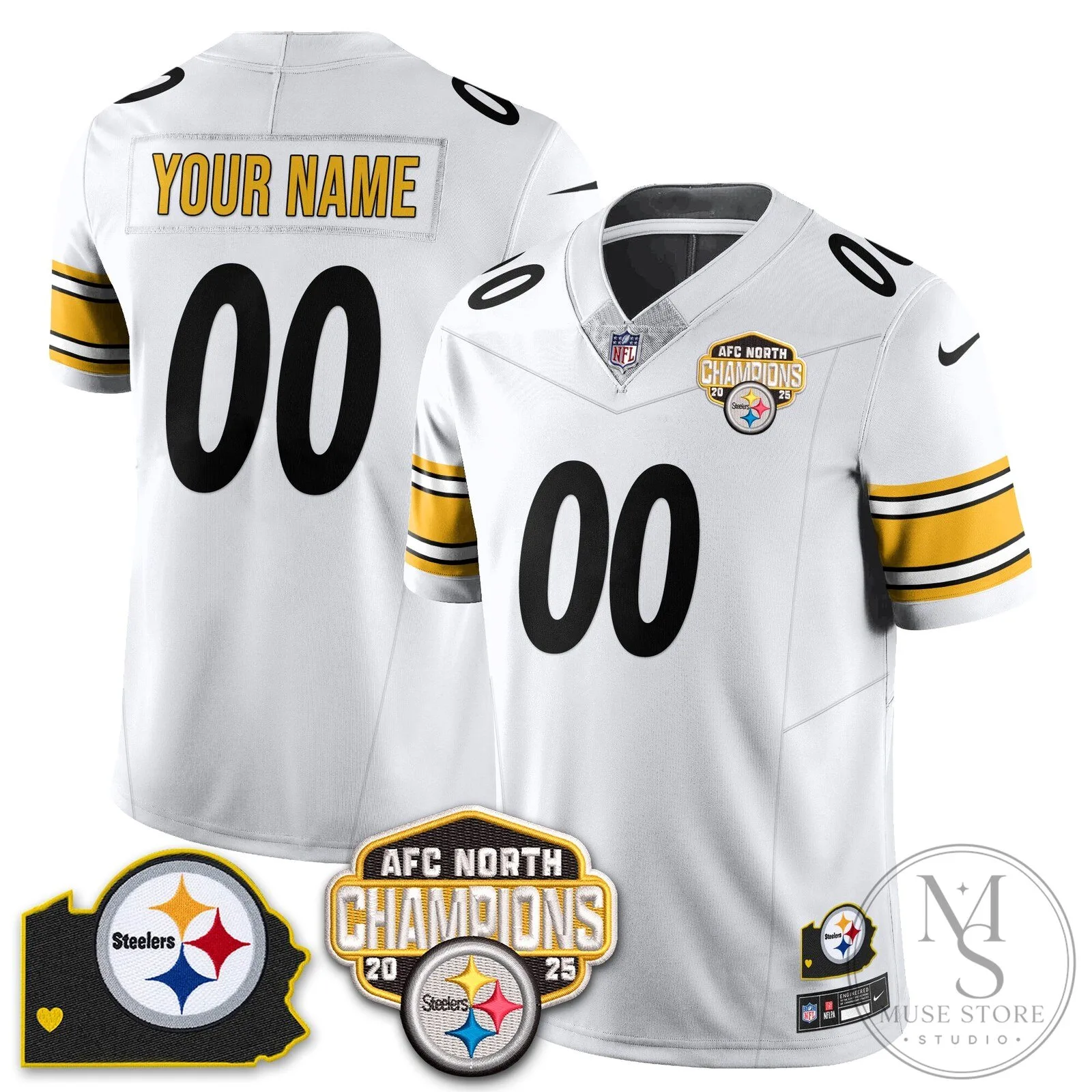 AFC North Champions Pittsburgh Steelers Custom Football Jersey