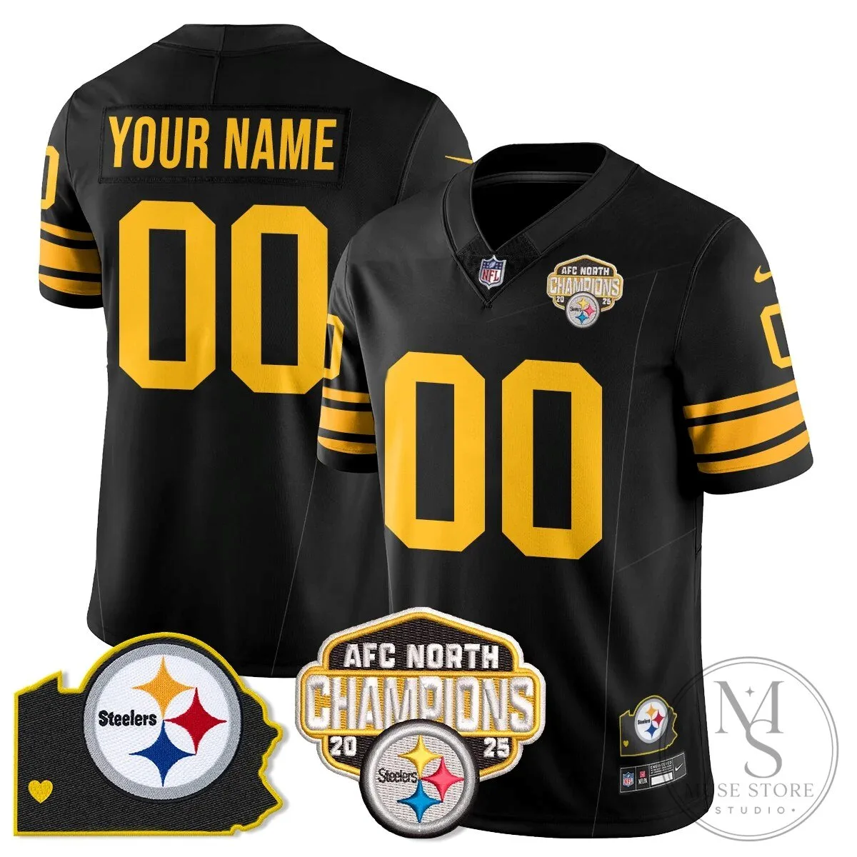 AFC North Champions Pittsburgh Steelers Custom Football Jersey 9 AFC North Champions Pittsburgh Steelers Custom Football Jersey