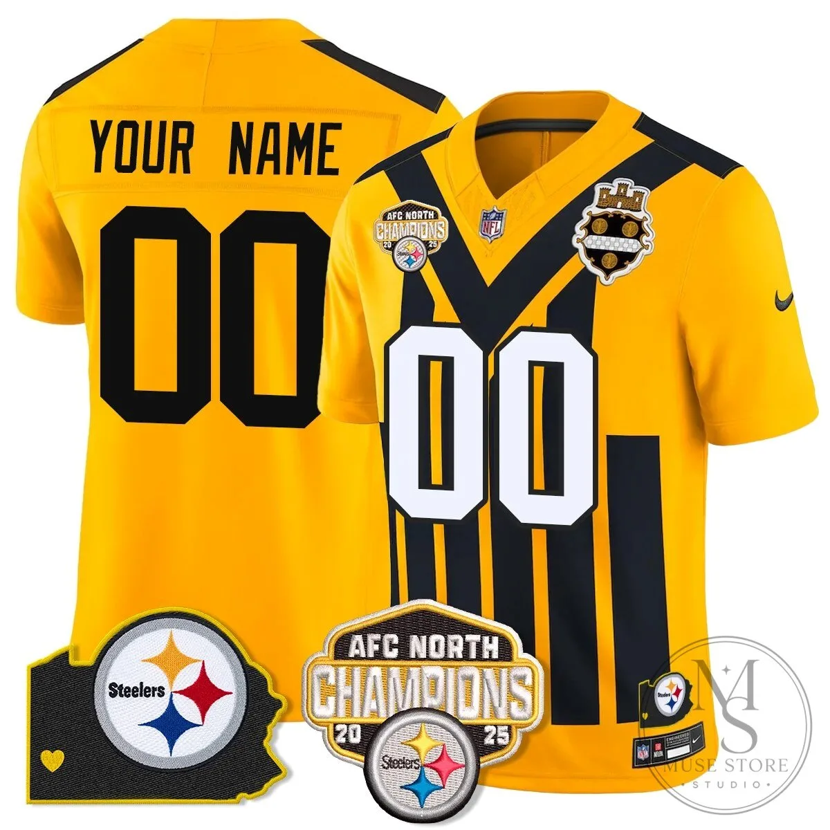 AFC North Champions Pittsburgh Steelers Custom Football Jersey 10 AFC North Champions Pittsburgh Steelers Custom Football Jersey