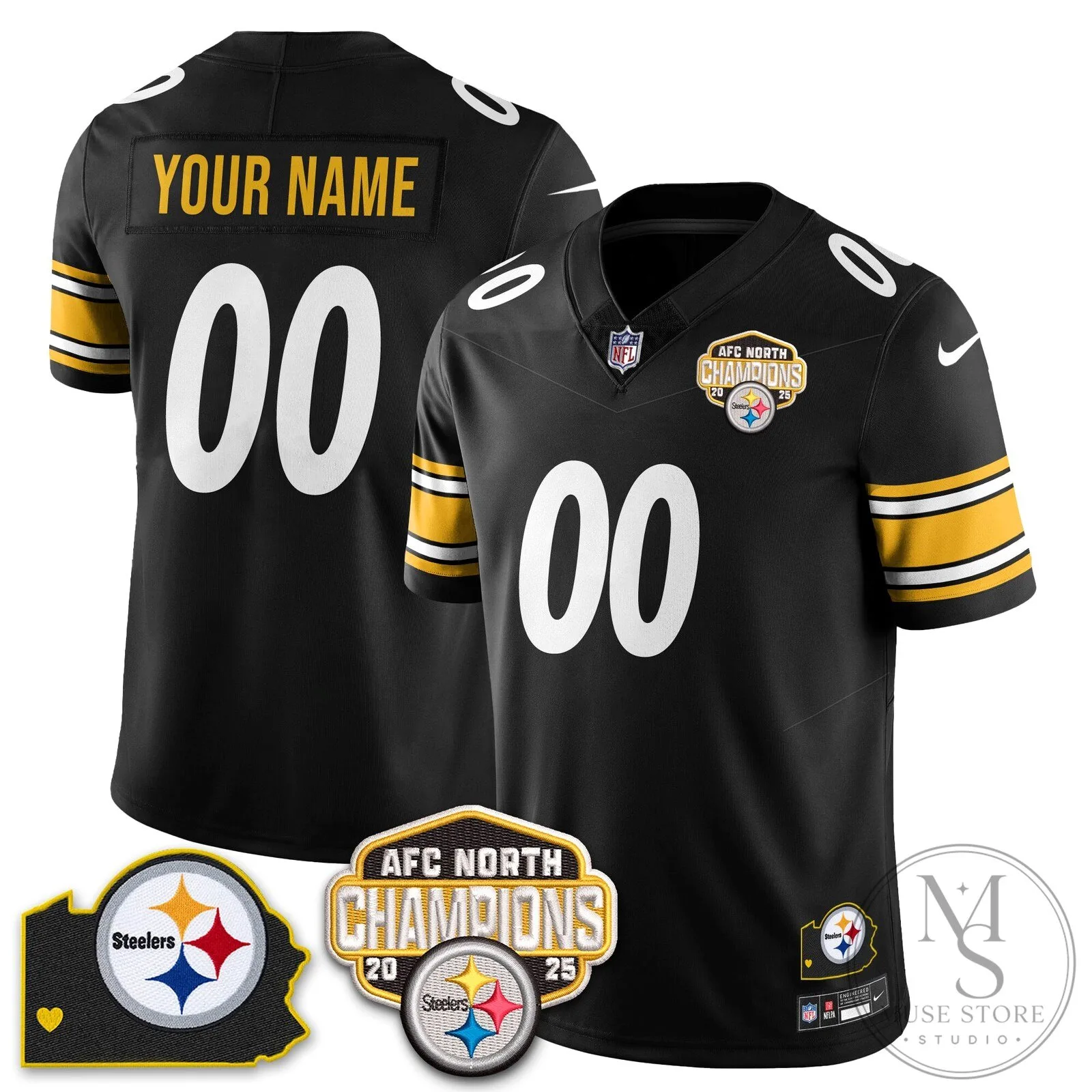 AFC North Champions Pittsburgh Steelers Custom Football Jersey 11 AFC North Champions Pittsburgh Steelers Custom Football Jersey