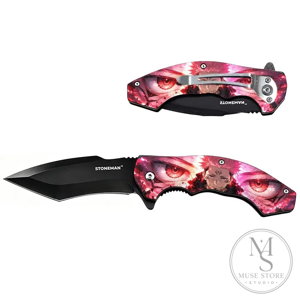 Jujutsu Kaisen Yuji Itadori Folding Pocket Knife with Red Eyes Design