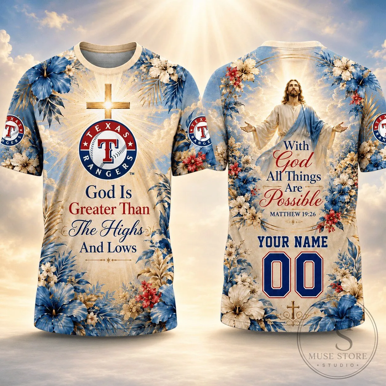 Texas Rangers Baseball Personalized God Is Greater Than The Highs And Lows T-Shirt