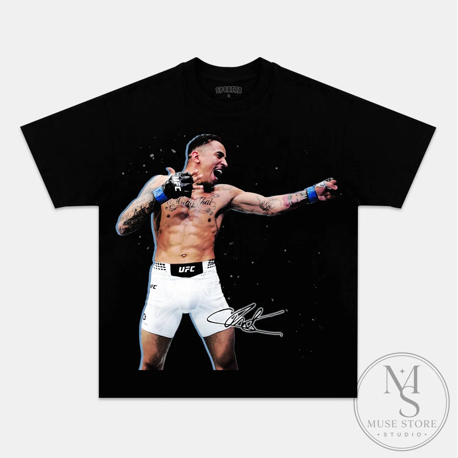 Carlos Prates UFC Mixed Martial Arts Fighter Signature Black T-Shirt 2 Carlos Prates UFC Mixed Martial Arts Fighter Signature Black T-Shirt