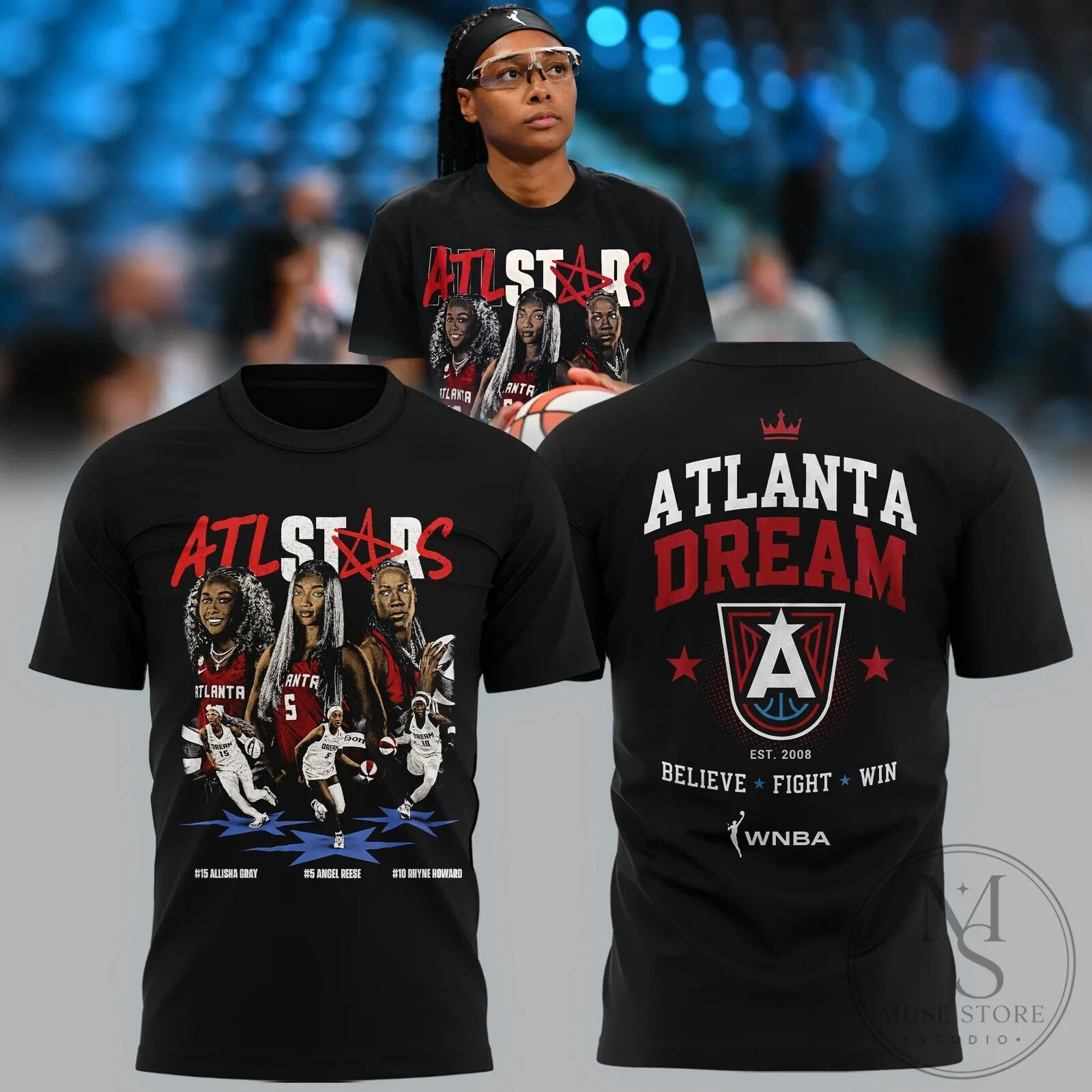 All-Stars Fan T-Shirt for Atlanta Dream WNBA Basketball Team 5 All-Stars Fan T-Shirt for Atlanta Dream WNBA Basketball Team