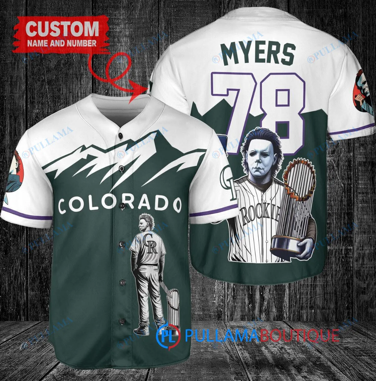 Colorado Rockies Baseball Michael Myers Halloween World Series Trophy Baseball Jersey