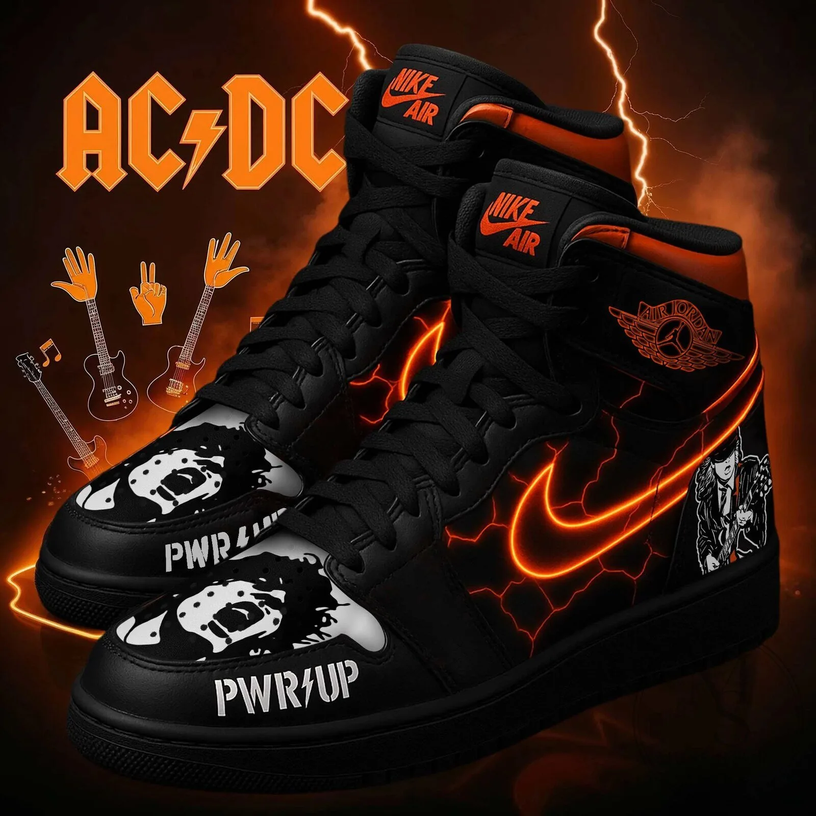 AC/DC Power Up Album Art Black High Top Sneakers 2 AC/DC Power Up Album Art Black High Top Sneakers