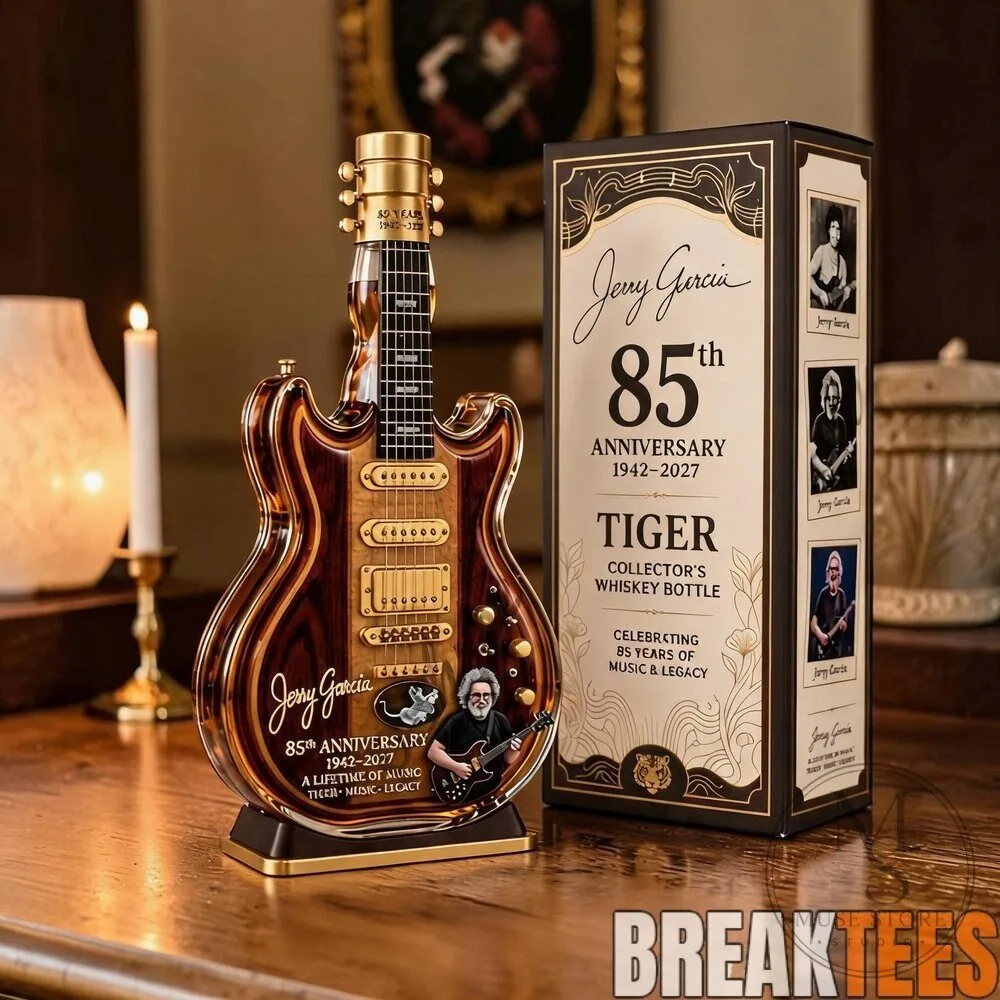 Jerry Garcia 85th Anniversary Tiger Guitar Shaped Collector's Whiskey Bottle