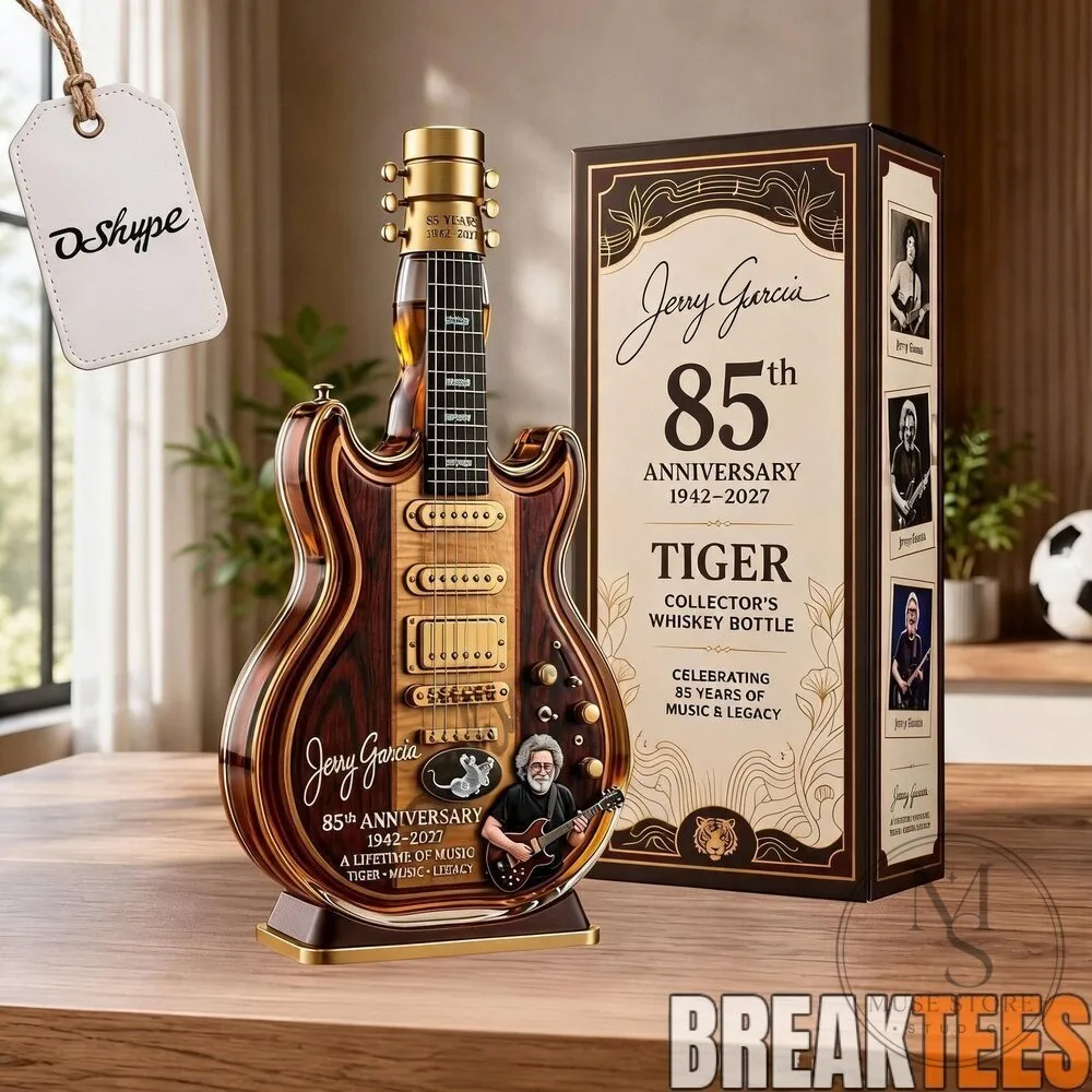 Jerry Garcia 85th Anniversary Tiger Guitar Shaped Collector's Whiskey Bottle 10 Jerry Garcia 85th Anniversary Tiger Guitar Shaped Collector