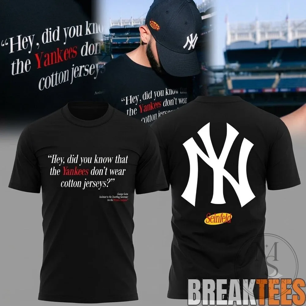 New York Yankees Seinfeld Quote Cotton Jersey Black T-Shirt