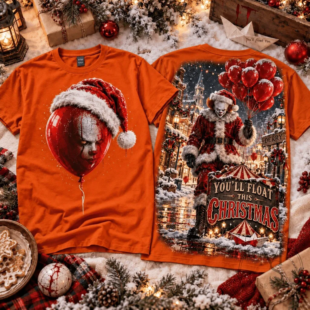 Pennywise You'll Float This Christmas Holiday Horror T-Shirt Pennywise You'll Float This Christmas Holiday Horror T-Shirt