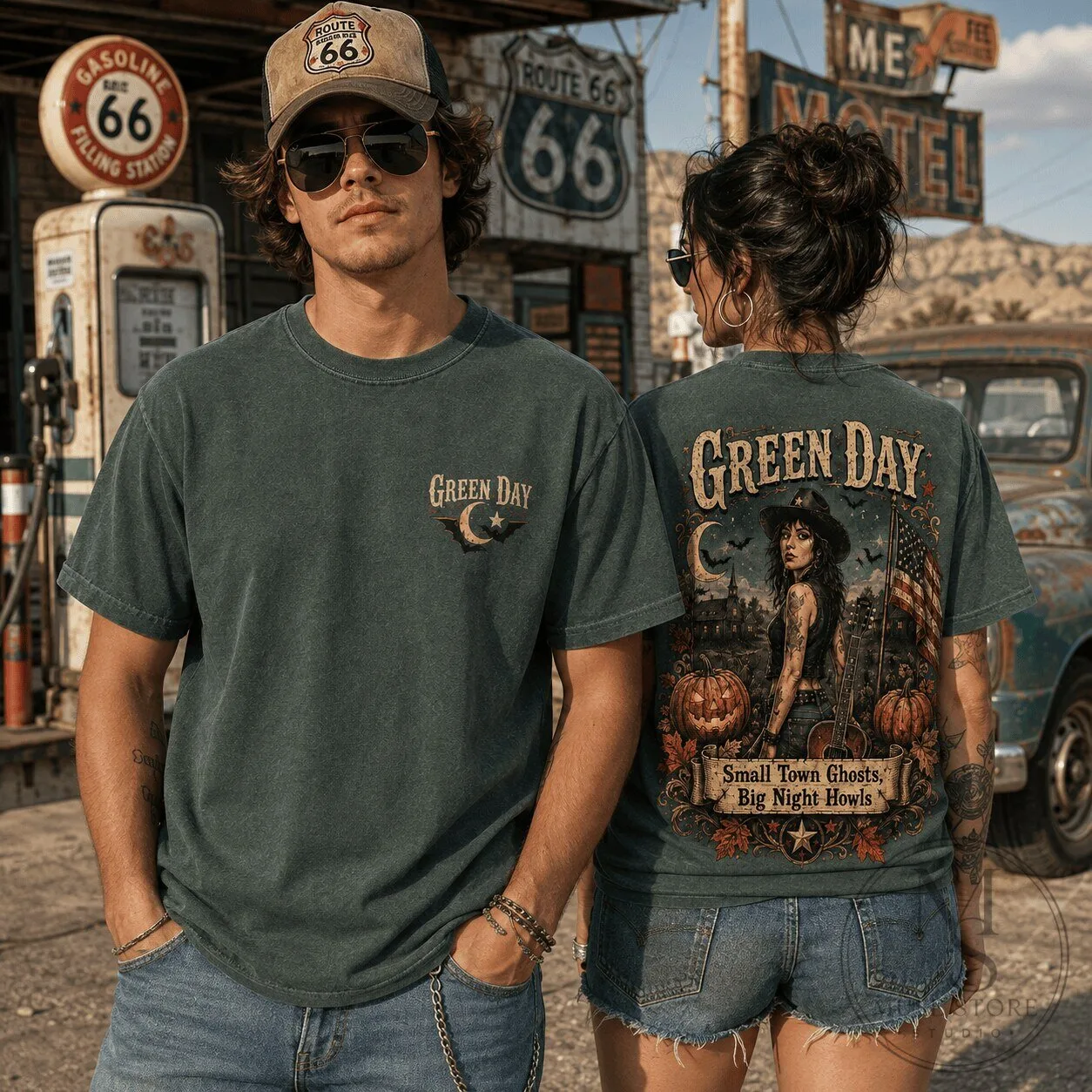 Green Day Midnight Punk Witch Halloween Small Town Ghosts Big Night Howls T-Shirt