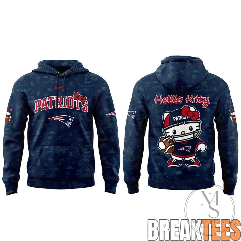 New England Patriots Hello Kitty Football Fan Graphic Hoodie