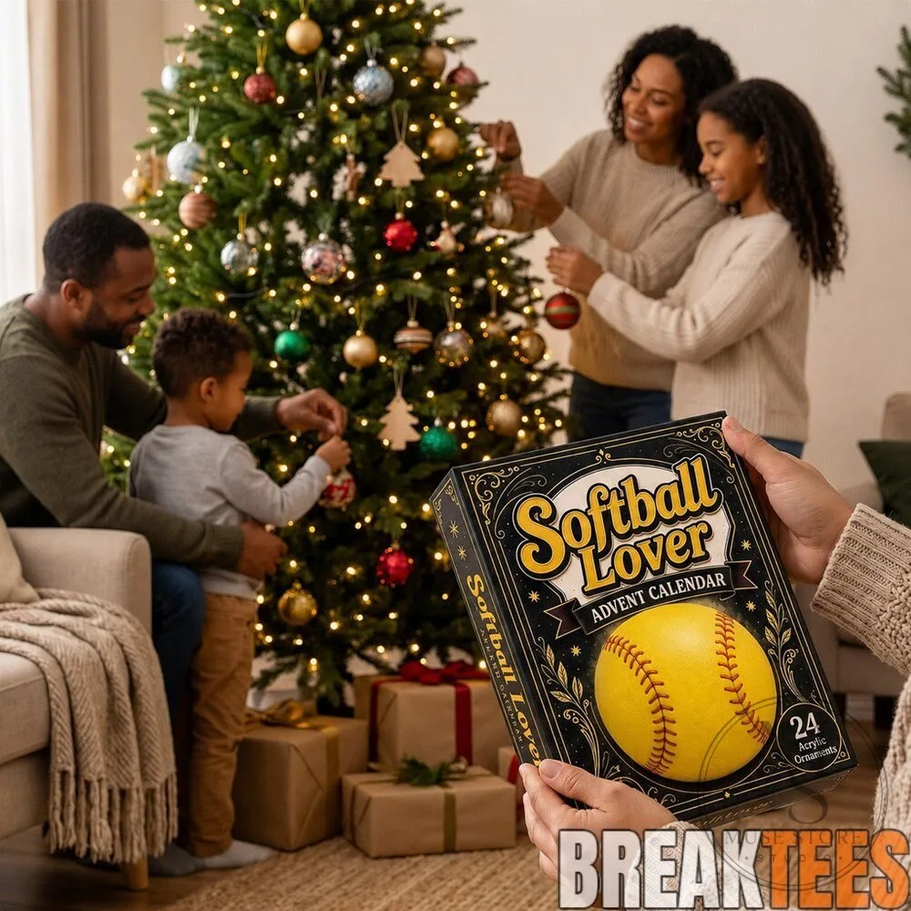 Softball Lover Advent Calendar with 24 Acrylic Ornaments for Softball Fans
