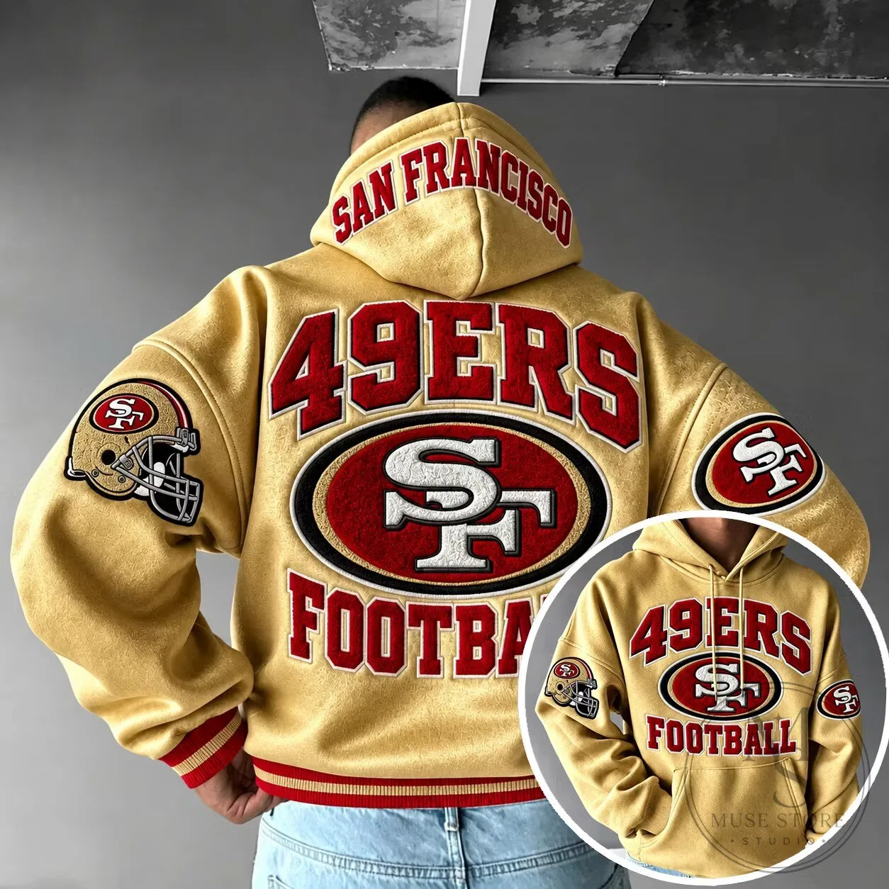 San Francisco 49ers Football Team Logo Gold Hoodie