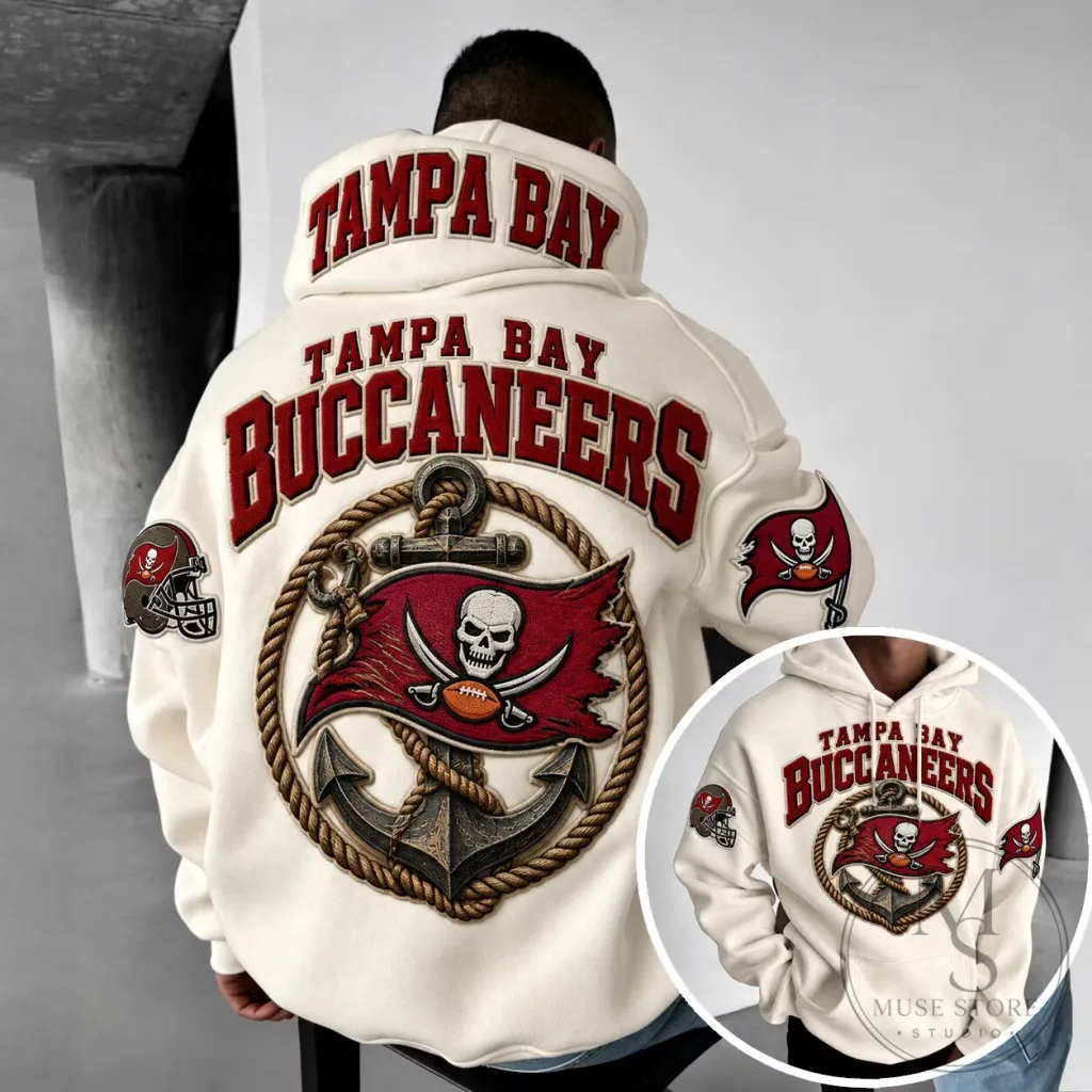 Tampa Bay Buccaneers Football Team Logo Anchor Design White Hoodie Tampa Bay Buccaneers Football Team Logo Anchor Design White Hoodie
