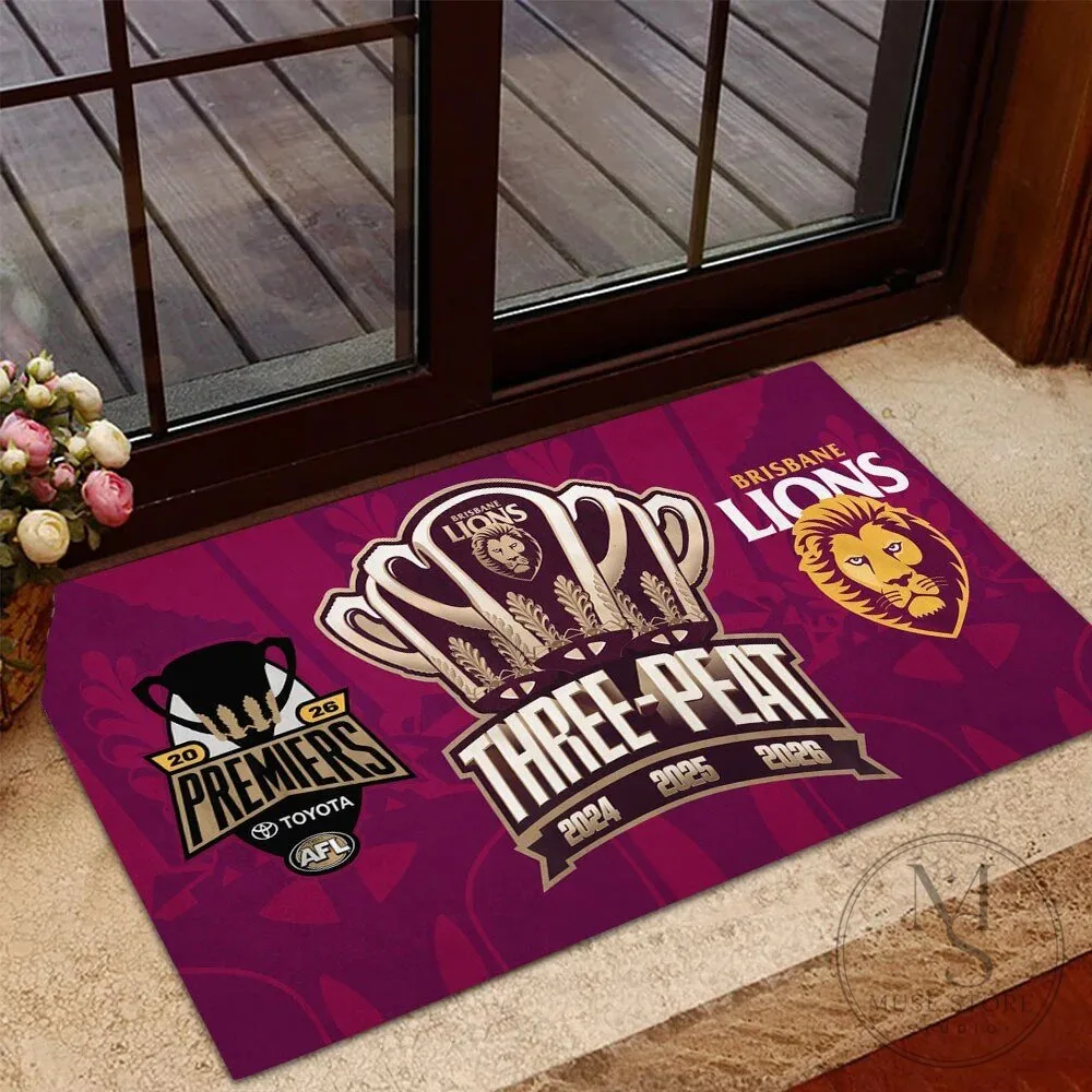 Brisbane Lions AFL Premiers Three-Peat 2024 2025 2026 Doormat 3 Brisbane Lions AFL Premiers Three-Peat 2024 2025 2026 Doormat