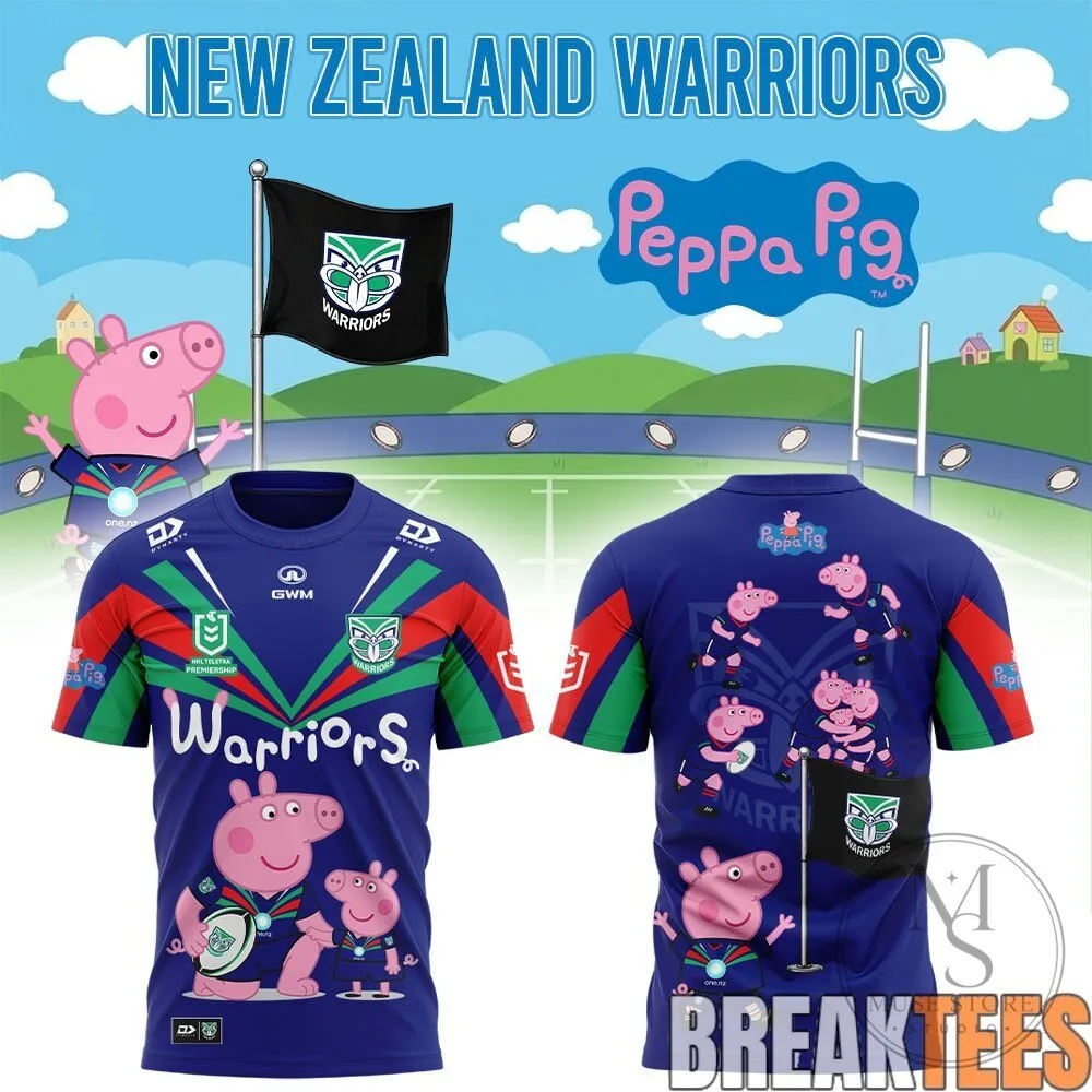 New Zealand Warriors Peppa Pig Rugby League Football Jersey