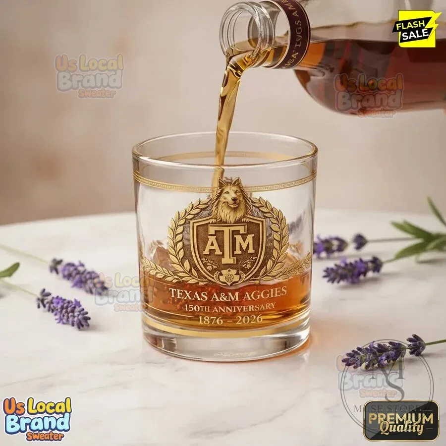 Texas A&M Aggies 150th Anniversary Whiskey Drinking Glass