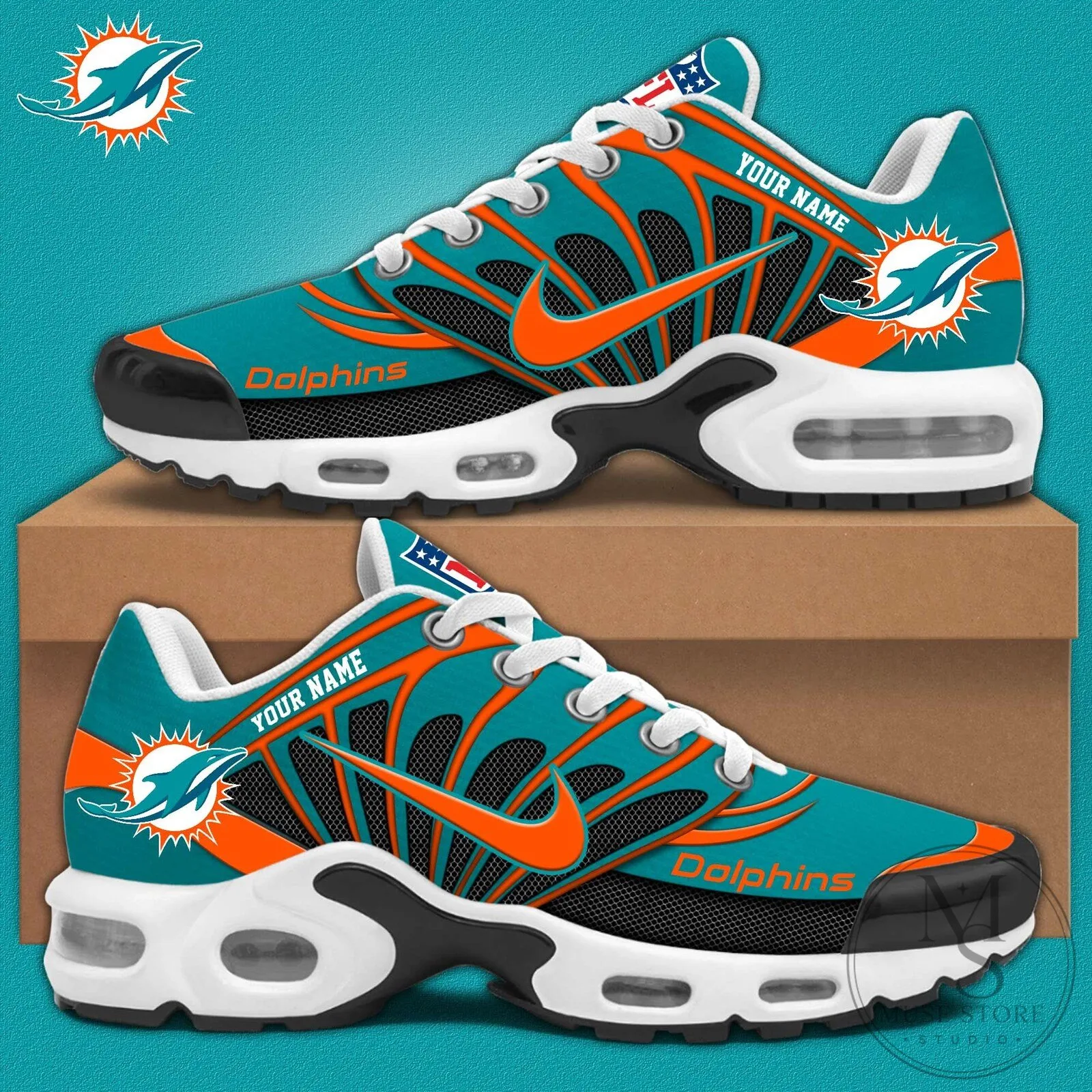 Miami Dolphins Personalized Athletic Sneakers