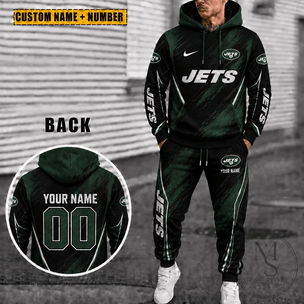 Customizable Sweatpants and Hoodie Set for New York Jets Fans