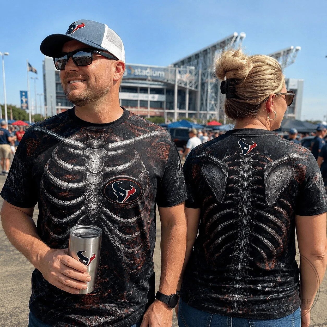 Houston Texans Football Skeleton Rib Cage Design T-Shirt 2 Houston Texans Football Skeleton Rib Cage Design T-Shirt