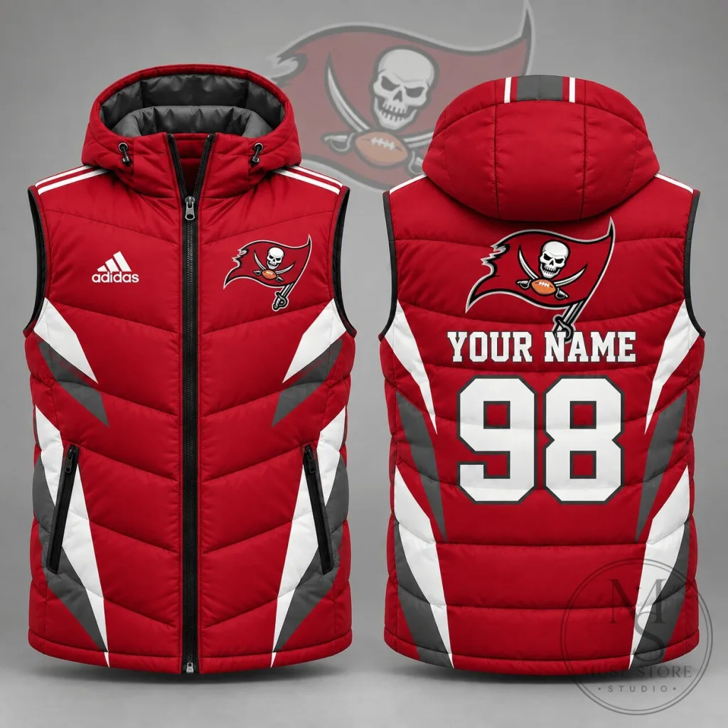 Tampa Bay Buccaneers Personalized Football Team Puffer Vest Tampa Bay Buccaneers Personalized Football Team Puffer Vest