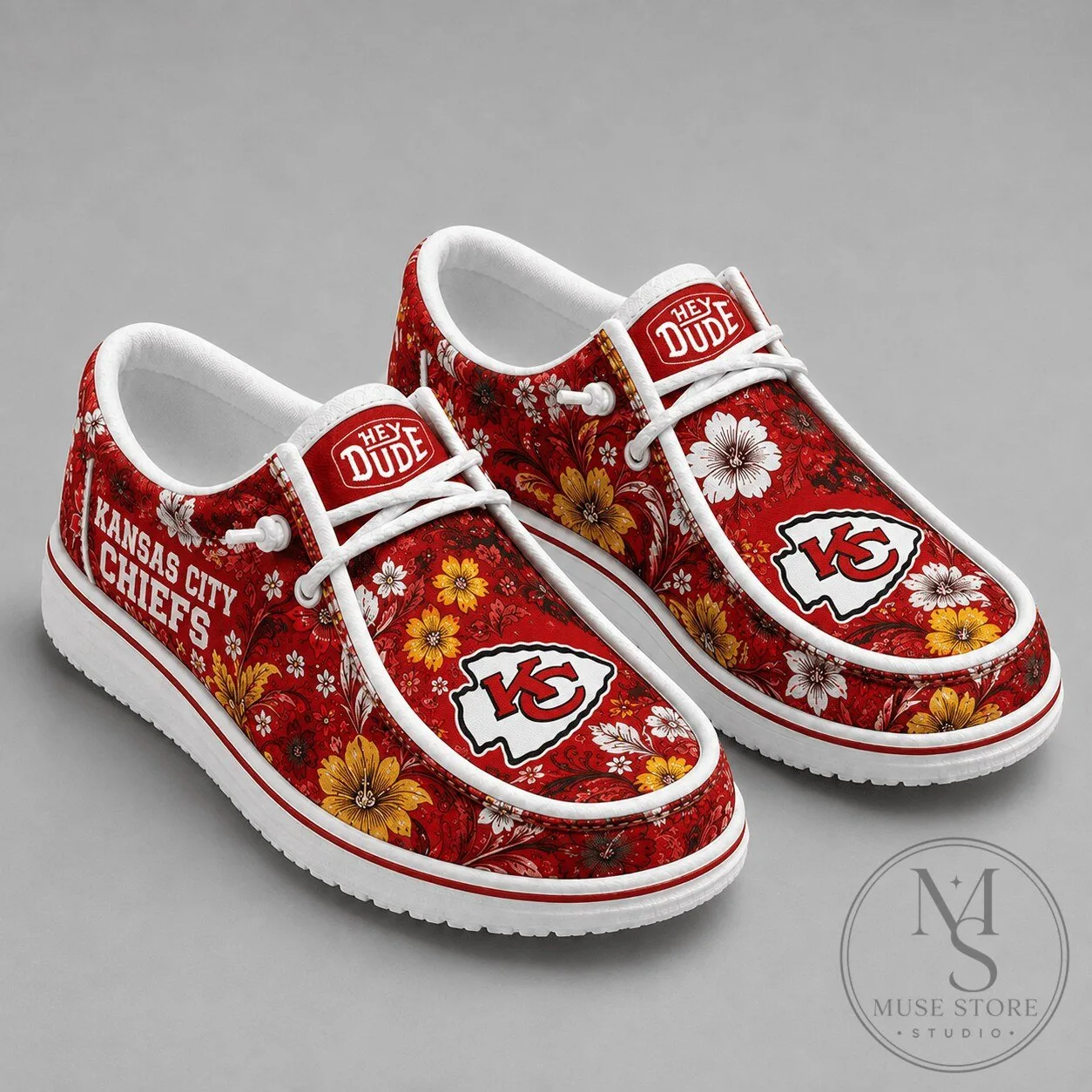 Kansas City Chiefs Floral Hey Dude Style Shoes