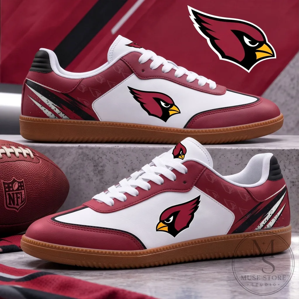 Arizona Cardinals NFL Team Logo Red And White Samba Style Sneakers Arizona Cardinals NFL Team Logo Red And White Samba Style Sneakers