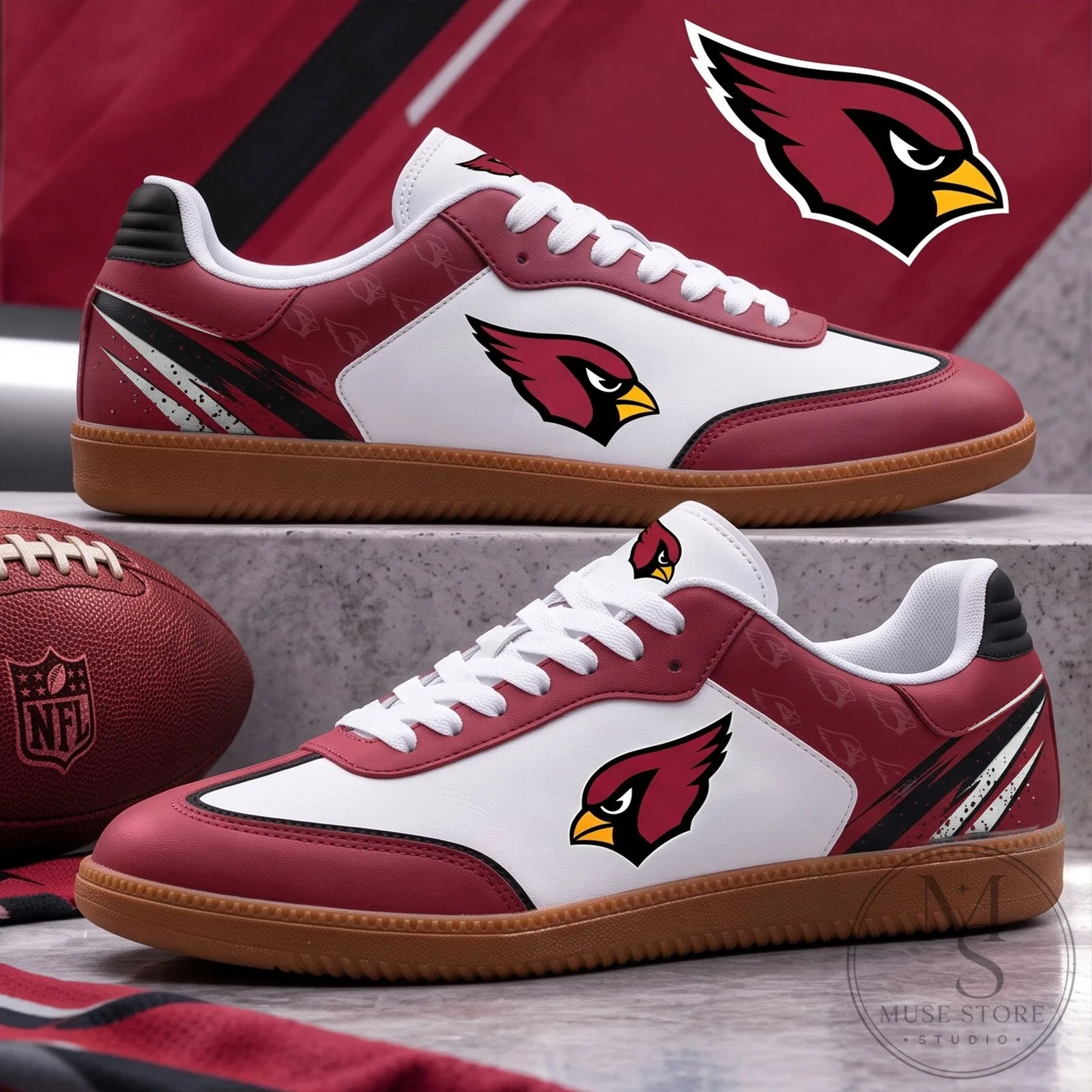Arizona Cardinals NFL Team Logo Red And White Samba Style Sneakers