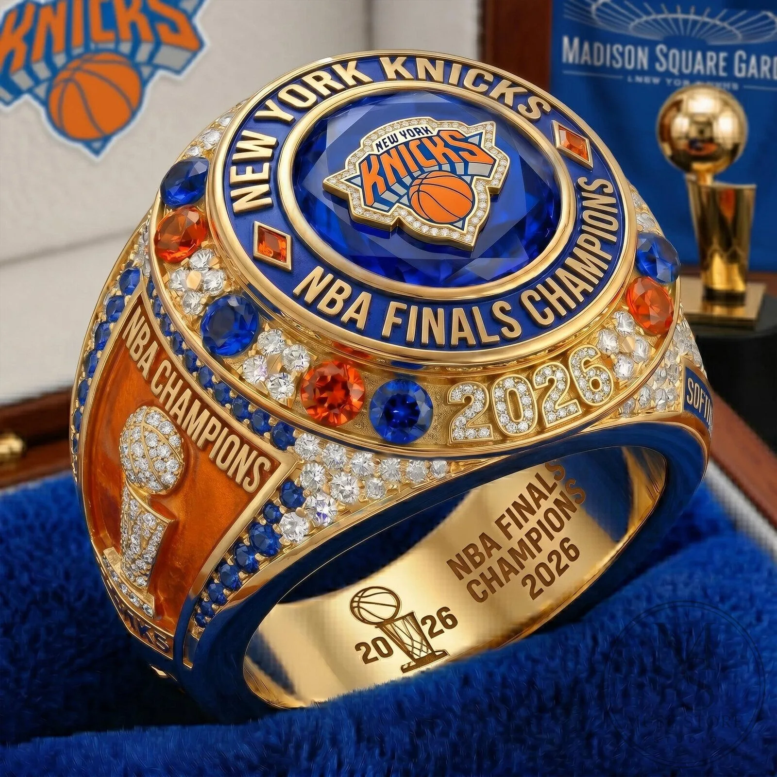 New York Knicks NBA Finals Champions 2026 Gold Plated Commemorative Ring