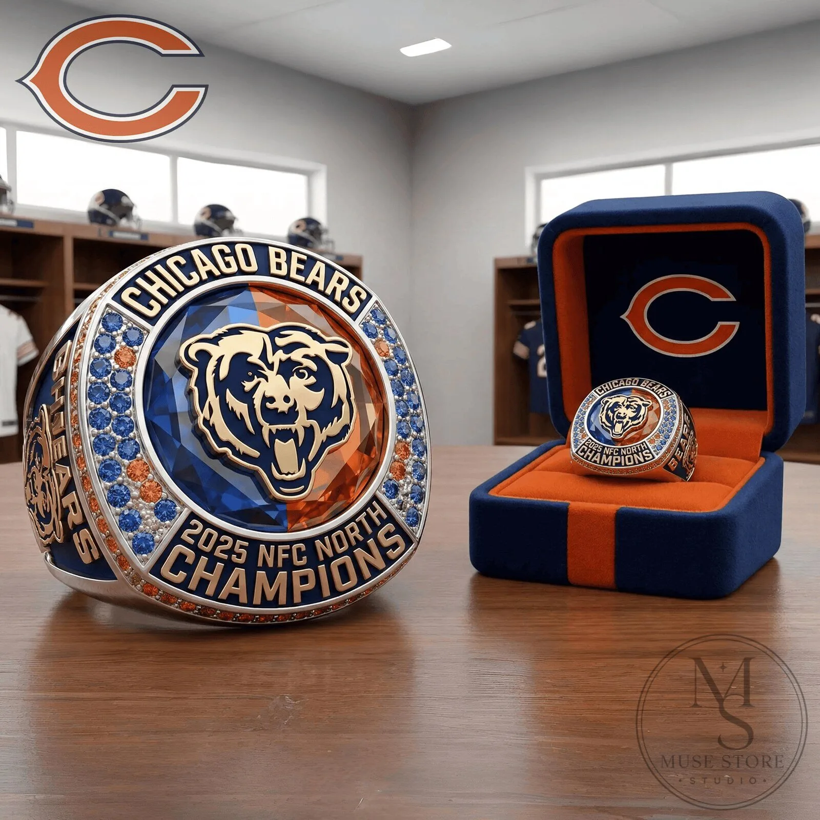 Chicago Bears 2025 NFC North Champions Commemorative Super Bowl Ring